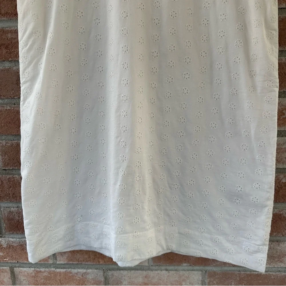 J. Crew Eyelet Collared Shirt Shift Dress Women’s 2 White Cotton Short Sleeve